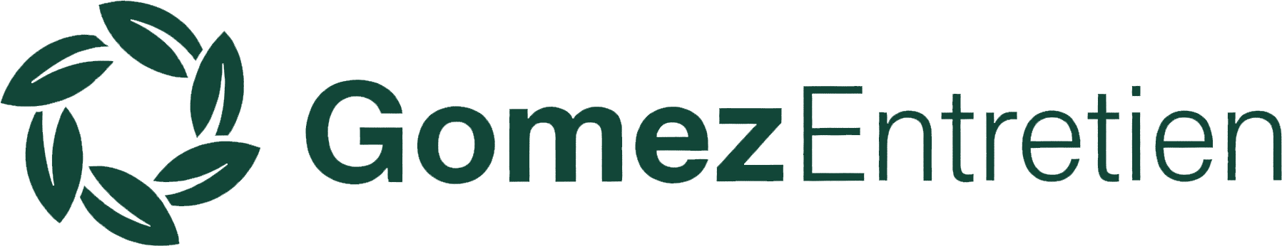 Logo Gomez Entretien avec couronne de feuilles vert foncé.